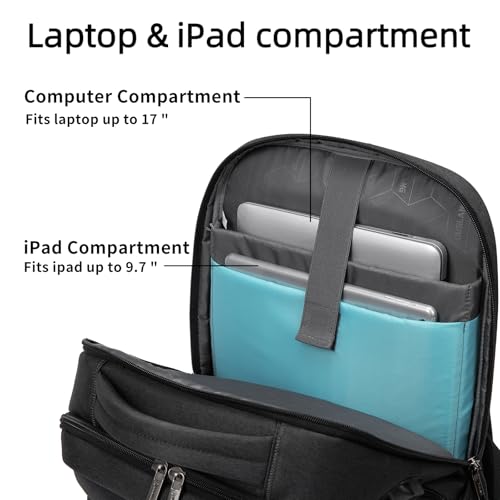 17 Inch Laptop Backpack for Travel Water Resistant College Backpack for Men/Women Laptop Bag with USB Charging Port and Red TSA lock,Black - color: Black With Red Tsa Lock