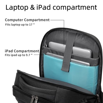 17 Inch Laptop Backpack for Travel Water Resistant College Backpack for Men/Women Laptop Bag with USB Charging Port and Red TSA lock,Black - color: Black With Red Tsa Lock