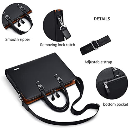 FSD.WG]Business Bag Leather Briefcase Shoulder Laptop Business Bag for Men - color: Black(xl)