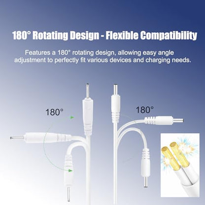 USB to Dual DC Power Cable, 5V 2A Y Splitter Cord, USB to DC 3.5mm and DC 2.5mm Charging Cable, Compatible with Moon Lamps Bluetooth Headphones USB Fans and More,5FT/1.5M Charger