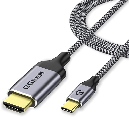 QGeeM USB C to HDMI Cable Adapter 6Ft 4K@60Hz, USB Type C to HDMI Thunderbolt 3/4/5 Compatible for iPhone17/16/15,Galaxy,MacBook Pro/air/neo,IPad pro,Surface,Dell XPS,HP,Thinkpad,Pixelbook,and More - color: Gray, size: 6 ft