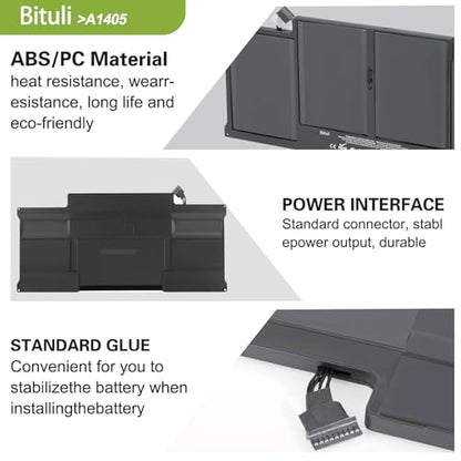 A1405 A1466 Replacement Battery for MacBook Air 13 inch A1377 A1369 (Late 2010 Mid 2011 Mid 2012 Mid 2013 Early 2014 Version), Also fit A1496 661-5731 MC503 MC504 - color: A1405