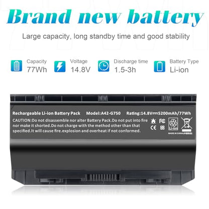 Futurebatt Laptop Battery Compatible with ASUS(ROG) G750 G750J G750JH G750JM G750JS G750JW G750JX G750JZ - size: A42-G750 7.28 4.92 1.77