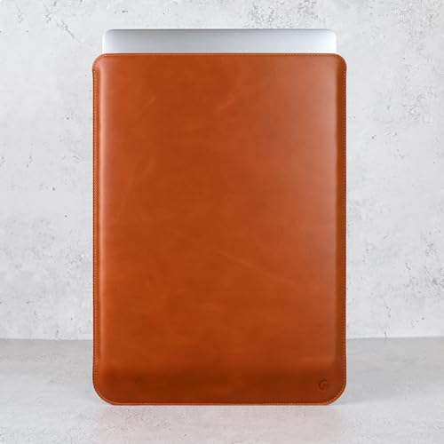 Casemade Real Leather Laptop Sleeve for MacBook Pro & Air Fits 13, 14, 15 & 16 Inch - Genuine Full Grain Leather with Soft Wool Lining (16 inch - Pro M1/M2/M3/M4/M5) - color: Tan, size: 16" Pro M1-M5