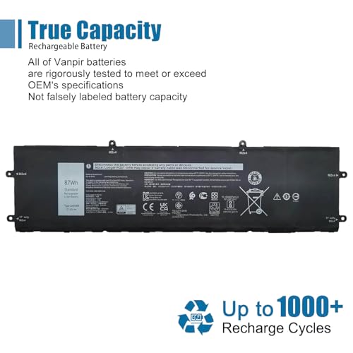 DWVRR Laptop Battery Replacement for Dell Alienware X15 R1 NAWX15R101 Series Notebook 817GN 11.4V 87Wh 7250mAh - size: 12.82*3.45*0.24 inch DWVRR