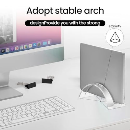Acrylic Vertical Laptop Stand, Sleek Transparent Desktop Notebook Dock, Space-Saving Docking Stand for MacBook, Surface, HP, Dell and More