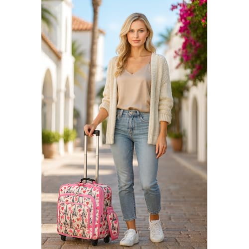 World Traveler Rolling 17-Inch Laptop Briefcase Computer Case - Paris Pink - color: Paris Pink