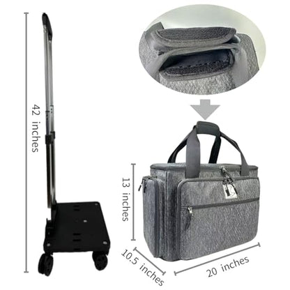 Rolling Sewing Machine Bag with Five 360-Degree Rotating Wheels,Sewing Machine Carrying Case Fits for Most Standard Sewing Machines,YKK zipper,Hard Bottom Pad (Black) - color: Black