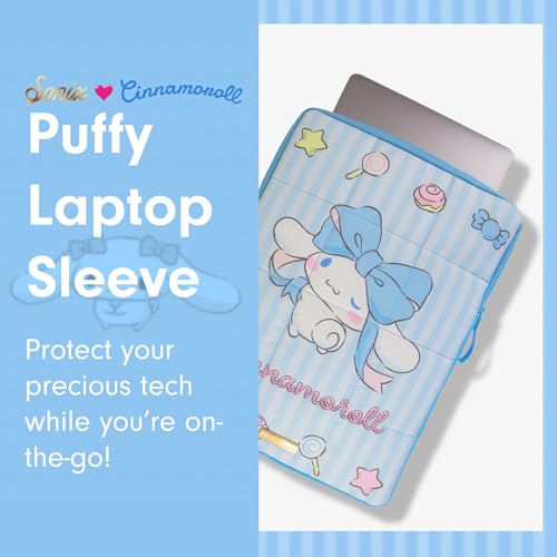 Sonix x Sanrio | Puffy Laptop Sleeve | 15-16 Inch, Quilted Pillow Puffer Laptop Carrying Case, Computer Sleeve | Cinnamoroll Lovely Ribbons - color: Cinnamoroll Lovely Ribbons