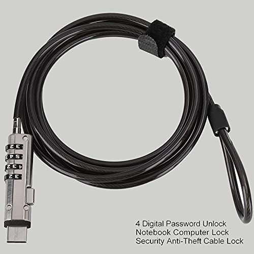 Laptop Cable Locks Combination Cable Lock 4 Digital Password Security Anti Theft Lock for USB Devices Equipment Notebook Computer