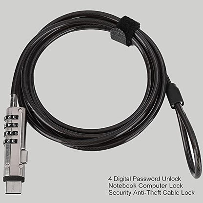 Laptop Cable Locks Combination Cable Lock 4 Digital Password Security Anti Theft Lock for USB Devices Equipment Notebook Computer