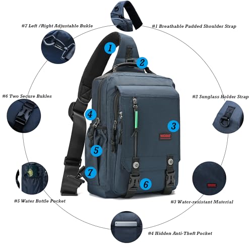 NICGID Sling Bags Chest Shoulder Backpacks, Laptop Backpack Crossbody Messenger Bag Travel Outdoor Men Women - color: Army Green, size: 14.1 inch