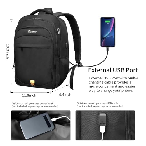 Durable 15.6 Inch Laptop Backpack, Anti-Theft Business Travel Backpack with USB Charging & Multiple Compartments, Water-Resistant Expandable Computer Bag for College and Work - Black