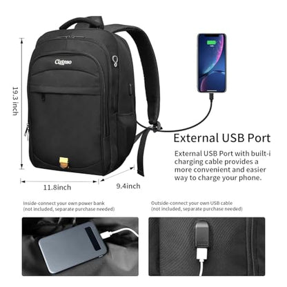 Durable 15.6 Inch Laptop Backpack, Anti-Theft Business Travel Backpack with USB Charging & Multiple Compartments, Water-Resistant Expandable Computer Bag for College and Work - Black