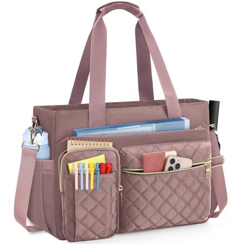 SDYSM Teacher Tote Bag 15.6 inch Laptop Bag Work Bags for Women Nurse Tote Professional Computer Messenger Shoulder Bags Laptop Briefcase for Office, College, Nursing, Dusty Pink - color: Dusty Pink