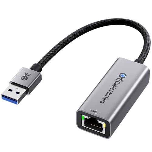 Cable Matters USB to 2.5Gb Ethernet Adapter, USBA to RJ45 Network Adapter | 2500Mbps, Plug & Play, Compatible with Windows, macOS, Linux, ChromeOS, Laptop, Desktop