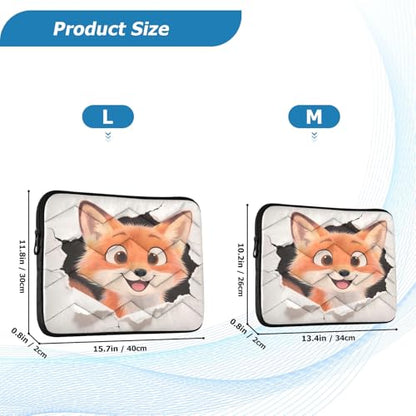 Cute Fox White 15-16 Inch Quilted Laptop Sleeve Case Soft Notebook Protector Bag Computer Carrying Case - color: Cute Fox White, size: Large