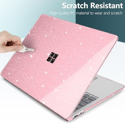 Shiny Crystal Clear Case for Microsoft Surface Laptop 13-Inch Copilot+ PC 2025 2026 for Business – Sparkling Protective Shell, Slim Lightweight Design with Scratch Protection, Pink - color: Pink