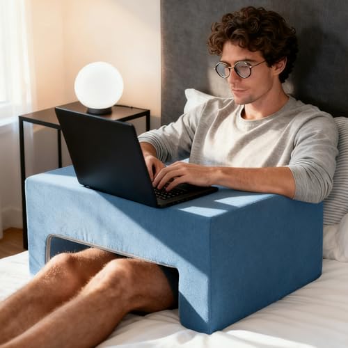 Reading Pillow for Gaming Lap Desk Pillow for Laptop Memory Foam Bed Desk for Reading Working Crocheting Gaming Arm Rest on Bed/Sofa/Floor/Couch/Car (Blue) - color: Blue, size: Non-foldable