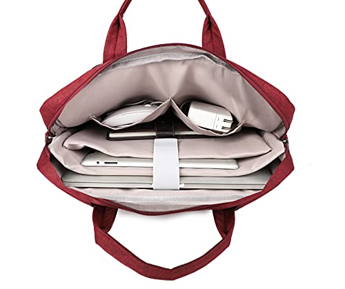 Multifunctional Briefcase,Muti-Pockets Laptop Case Bag For 15.6 inch-16 inch Laptop Computer - color: Wine Red