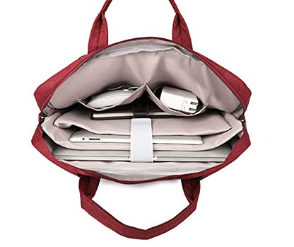 Multifunctional Briefcase,Muti-Pockets Laptop Case Bag For 15.6 inch-16 inch Laptop Computer - color: Wine Red