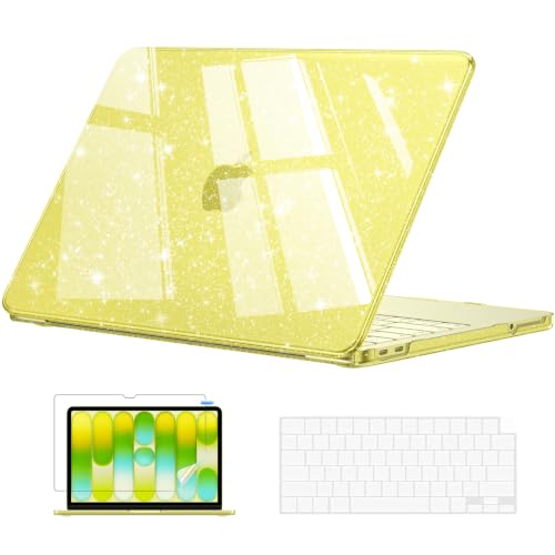 EooCoo for MacBook Neo Case 13 inch 2026, 100% Match Color, Sparkly Citrus | Lightweight, Protective Hard Shell Case & Keyboard Cover & Screen Film, Model A3404 with A18 Pro Chip - color: Sparkly Citrus