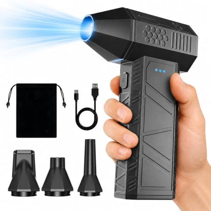YOTON Compressed Air Duster, 110000RPM Rechargeable Electric Air Blower | 3-Speed Airflow, 5000mAh Battery, USB-C Charging, LED Light, 4 Nozzles & Bag, For Keyboard, PC, Electronics, Car & Home