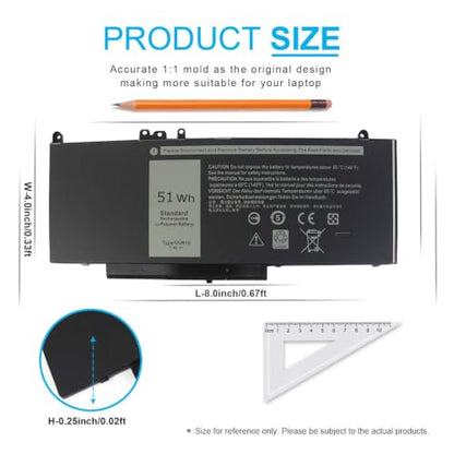 7.4V 51Wh Type G5M10 Laptop Battery Compatible with Dell Latitude E5450 E5550 E5250 15.6 inch 8V5GX R9XM9 WYJC2 1KY05 080-854-0066 0WYJC2 451-BBLN Battery 4-Cell