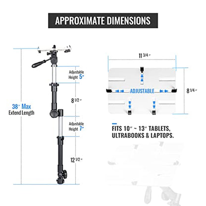 AA-Products T-100AP Aluminum Vehicle Tablets/Laptop/Ultrabooks Computer Mount Stand for Trucks-Vans-Cars-SUVs