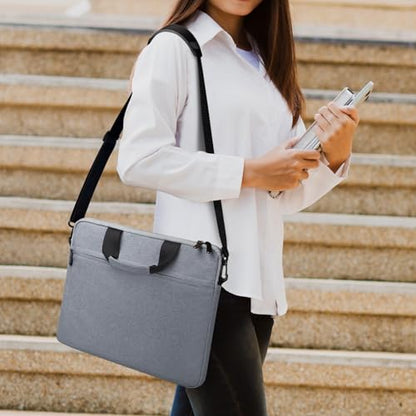 14-15 Inch Laptop Sleeve Bag Carrying Case Protective Computer Cover with Handle Shoulder Strap Compatible with 15 inch MacBook Air M5 M4 M3 M2 Acer ASUS HP Surface Dell Chromebook, Gray - color: Gray, size: 14"-15"