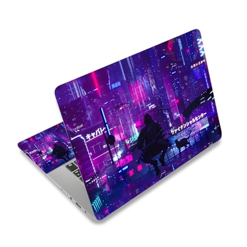 Anime Neon Laptop Notebook Skin Sticker Cover Decal, 12 13 13.3 14 15 15.4 15.6 inch Laptop Vinyl Skin Sticker Cover Art Protector Decal Universal, Purple Warrior Cat - color: Purple Warrior Cat