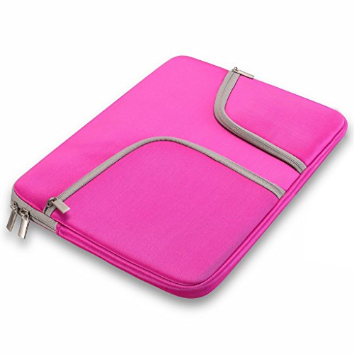 UESWILL Neoprene Soft Sleeve Bag Briefcase Compatible with 15 inch MacBook Pro/and Laptop up to 15.4 inch Ultrabook Chromebook Notebook Netbook Computer Tablet,(Hot Pink) - color: Hot Pink, size: 15-15.6 inches