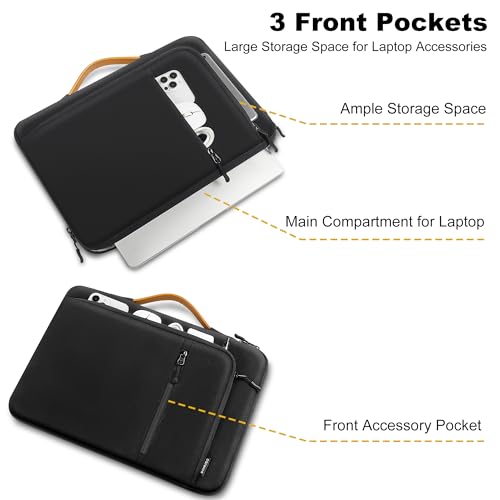 DOMISO 14 Inch Laptop Sleeve – Waterproof & Shockproof Case with Sturdy Handle, Ultra-Slim Protective Cover for MacBook Pro 14 (M3/Max), Dell XPS 14, HP Spectre, ASUS ZenBook 14, Black - color: Black, size: 14 inch