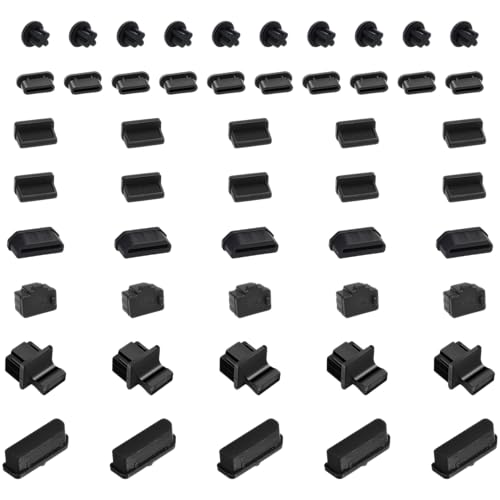 50PCS Silicone Anti Dust Plugs Cover Kit for Computer Laptops Rj45 USB C/A Ethernet Hub HDMI DP Headphones Audio Devices Electronics Ports - size: 7Sizes