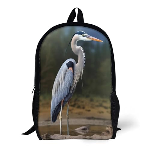 17 Inch Heron Laptop Backpack for Men Women Waterproof Lightweight Travel Backpack Commuter Bag Large Capacity Casual Daypack for Business Trip & Outdoor