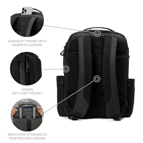 Travelpro Altitude Slim Expandable Travel Laptop Backpack 20-24L, 16 Inch - color: Jet Black
