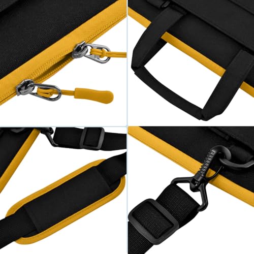 Laptop Case 15.6 inch Shoulder Bag, Durable Shockproof Protective Computer Carrying Briefcase with Multi-Pockets and Strap Compatible with Most 15.6 inch Notebooks,Black yellow - color: Black Yellow, size: 15.6"