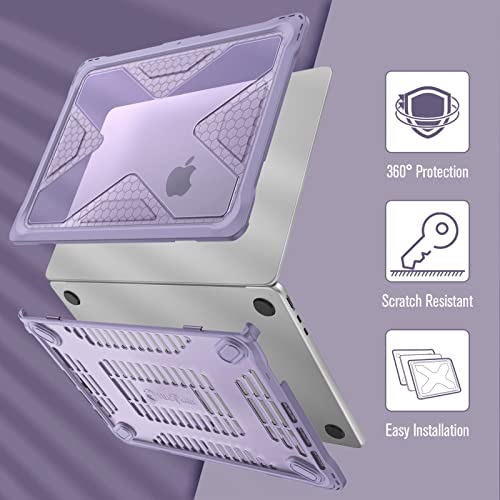 Fintie Case for MacBook Air 13.6 Inch A3449 A3240 A3113 A2681 (2022 2023 2024 2025 2026 Release) - Heavy Duty Rugged Hard Shell Case Cover for MacBook Air 13 Inch M2 M3 M4 M5 Chip, Lilac - color: Lilac