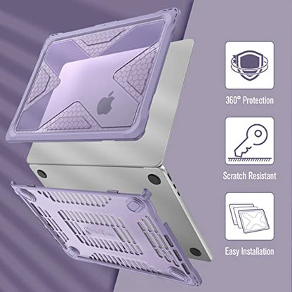 Fintie Case for MacBook Air 13.6 Inch A3449 A3240 A3113 A2681 (2022 2023 2024 2025 2026 Release) - Heavy Duty Rugged Hard Shell Case Cover for MacBook Air 13 Inch M2 M3 M4 M5 Chip, Lilac - color: Lilac
