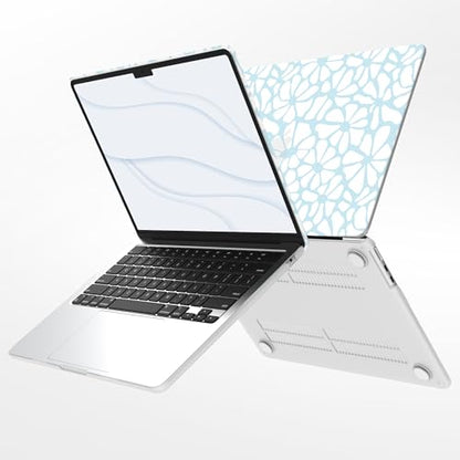 G JGOO Compatible with MacBook Air 13 inch Case 2026 2025-2022 M5 A3449 M4 A3240 M3 A3113 M2 A2681, Plastic Hard Shell for MacBook Air 13.6 inch Case + Keyboard Cover + Screen Protector, Blue Flower - color: Abstract Blue Flower