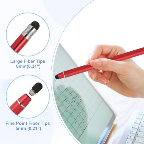 PATIKIL 5 Pcs Stylus Pens for Touch Screens, 2 in 1 High Sensitivity Universal Pen Capacitive Stylus for Phone Tablet Laptop Touch Screen Devices, Red - color: Red