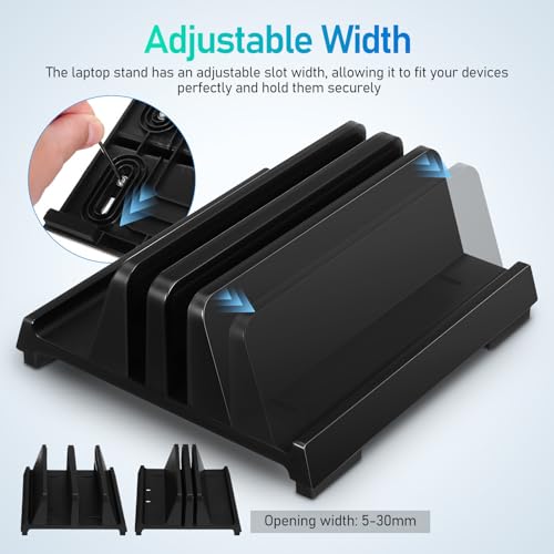 ABOOFAN Laptop Vertical Stand Dual Slots Black Upright Laptop Holder Universal Desktop Workspace Organizer for Office and Home Use