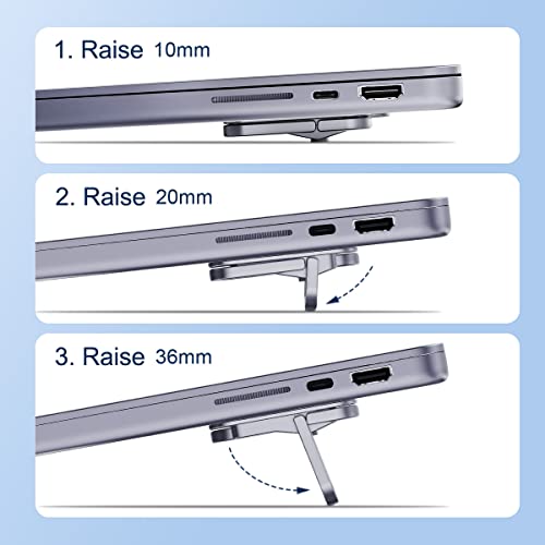 Hagibis Laptop Stand Adjustable Height for Desk, Portable Invisible Laptop Riser, Ergonomic Mount Keyboard Kickstands Aluminum Cooling Pad for MacBook Pro Air, Tablet Laptop (Grey) - color: Grey
