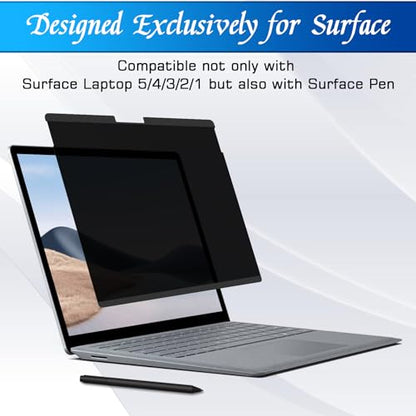 PYS Privacy Screen for Surface Laptop 5/4/3/2/1, 13.5 Inch | Magnetic, Detachable, Privacy Screen Protector, Matte Finish, Anti-Glare - size: SF 13.5 Inch