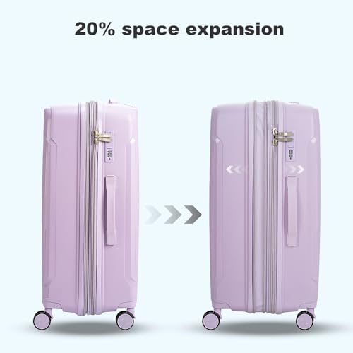 Nazhura Luggage Set, 3-Piece Hardside Suitcase Set, 20-inch Carry On, 24-inch, 28-inch Luggage - color: Purple