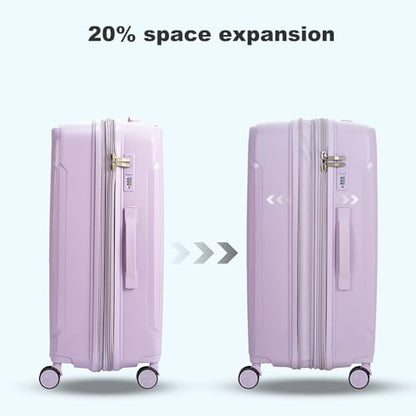 Nazhura Luggage Set, 3-Piece Hardside Suitcase Set, 20-inch Carry On, 24-inch, 28-inch Luggage - color: Purple