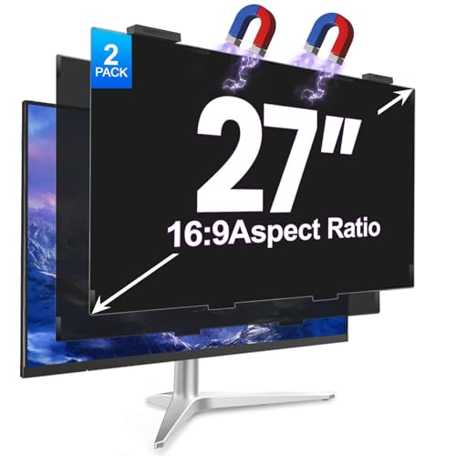 2Pack Magnetic 27 Inch Privacy Screen for Computer Monitor 16:9 Aspect Ratio, Hanging Removable Anti-Blue/Glare Protector Film, Anti Spy Desktop Security Private Filter 27in - color: black, size: 27inch 2pcs