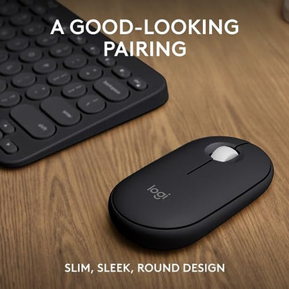 Logitech Pebble 2 Combo, Wireless Keyboard and Mouse, Quiet and Portable, Customizable, Logi Bolt, Bluetooth, Easy-Switch for Windows, macOS, iPadOS, Chrome - Black - color: Black