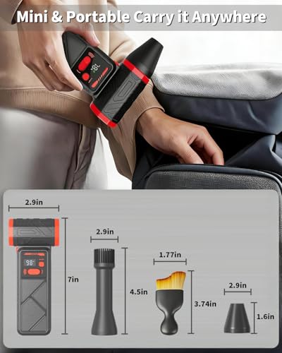 Electric Compressed Air Duster, 150000RPM Cordless Air Duster with 8000mAh Rechargeable Battery, Stepless Speed, Adjustable 90 Nozzle, LED Light for PC Cleaning, Keyboard, Car Interior, Home