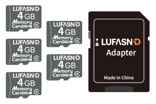 5-Pack 4GB Micro SD Cards with Adapter, Class 6 Mini Flash Memory Cards, Reliable Storage for Garmin GPS, Kindle Fire E-Reader, MP3 Player, Voice Recorder, Retro DS Game Console - size: 4G-5Pack